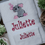 Embroidered Personalised Elephant Towel Set with Name & Design - Image 3