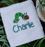 Embroidered Personalised Hungry Caterpillar Towel with Name - Image 2