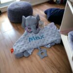 Personalised Minky Sensory Elephant Comfort Baby Blanket Toy - Image 5