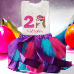 Personalised Embroidered T Shirt & Tutu Birthday Set.
