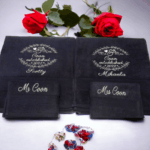 Bridal/Wedding Towel Set with Name, Date & Design