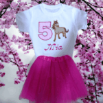Personalised Embroidered Children's Birthday Horse T Shirt & Tutu Set - Image 3