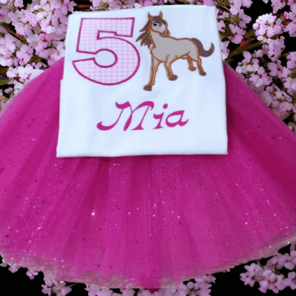 Personalised Embroidered Children's Birthday Horse T Shirt & Tutu Set