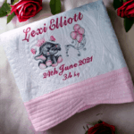 Personalised Embroidered Birth Announcement Heirloom Baby Cot Quilt - Image 2
