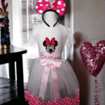 Minnie Birthday Personalised Embroidered T Shirt & Tutu Birthday Three Piece Set. - Image 3