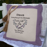 Embroidered Heirloom Cushion - Nanny, Nanna, Mum, Dad - Any Wording