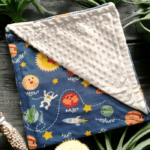 Personalised Embroidered Space Planets Minky Cot Blanket - White - Image 8