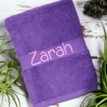 Girls Personalised/Customised Embroidered Plush Bath Towel - Any Name - Image 2