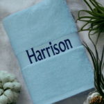 Boys Personalised/Customised Embroidered Plush Bath Towel - Any Name - Image 3