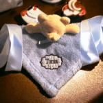 Personalised Embroidered Blue Teddy Comfort  Blanket - Image 3