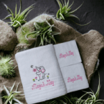 Embroidered Personalised Elephant Towel Set with Name & Design