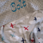 Personalised Embroidered Space Planets Minky Cot Blanket - White - Image 3