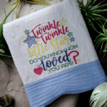 Embroidered Twinkle, Twinkle Little Star Heirloom Baby Cot Quilt