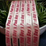 Customised Pink Day Breast Cancer Awareness Ribbons 15mm x 25 Metre Roll - Image 2
