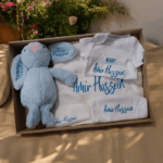 Personalised Embroidered 5pc New Born Baby Boxed Gift Set, Baby Knit Cot Blanket Set, New Baby Hamper, Embroidered Baby Shower Gift - Image 4