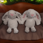 Personalised Embroidered Fluffy Bunny Rabbit-Birth Announcement-Any Occasion