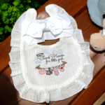 Personalised Baby Bib, Embroidered Baby Bib, Custom Baby Girl Bib, Baby Shower Gift, Ruffle Bib - Image 2