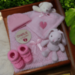 Personalised Embroidered 5pc New Born Baby Boxed Gift Set, Baby Minky Blanket Set, New Baby Hamper, Embroidered Baby Shower Gift