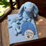 Personalised Embroidered 4pc New Born Baby Boxed Gift Set, Baby Minky Blanket Set, Embroidered Baby Shower Gift - Image 5