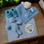Personalised Embroidered 4pc New Born Baby Boxed Gift Set, Baby Minky Blanket Set, Embroidered Baby Shower Gift - Image 8