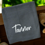 Personalised Embroidered Knit Baby Blanket  -Full Sized Knit Cot Blanket - 4 Colours - Image 8