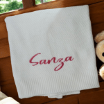 Personalised Embroidered Knit Baby Blanket  -Full Sized Knit Cot Blanket - 4 Colours - Image 6