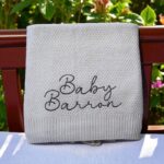 Personalised Embroidered Knit Baby Blanket  -Full Sized Knit Cot Blanket - 4 Colours - Image 5