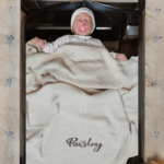 Personalised Embroidered Knit Baby Blanket  -Full Sized Knit Cot Blanket - 4 Colours